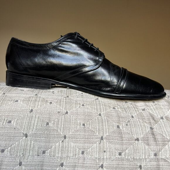 Claudio De Lorena Black Leather Cap Toe‎ Lace Up Oxford Dress Shoes EU 40 US 10 main image 9